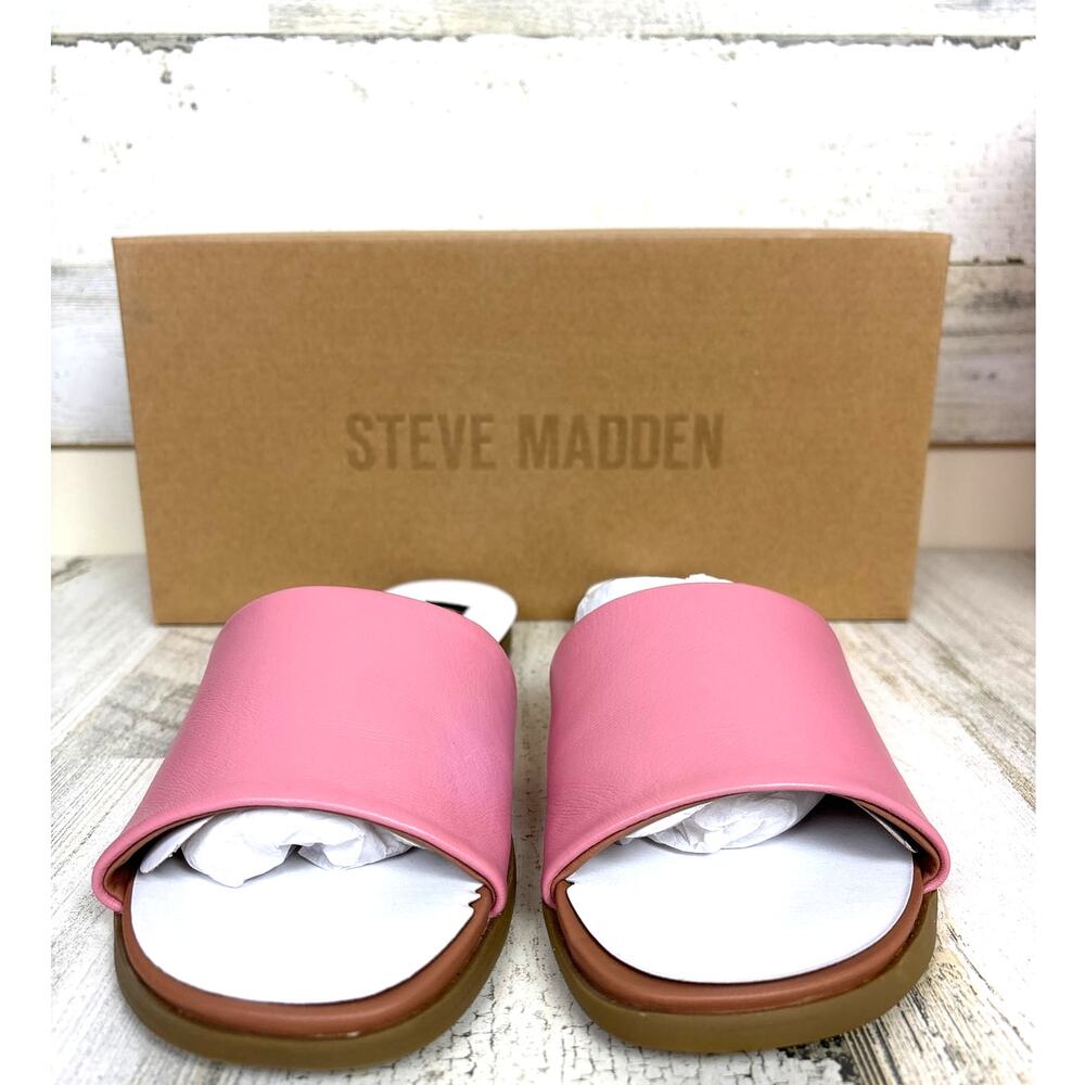 Steve Madden Womens 8 Light Pink Kailey Leather Slip-On Flat Summer Sandal - Picture 3 of 6